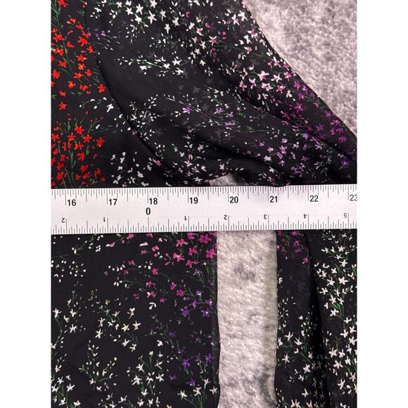 Co Collections Top Large Womens Silk Florals Tie Neck Long Sleeve Blouse - Picture 4 of 8